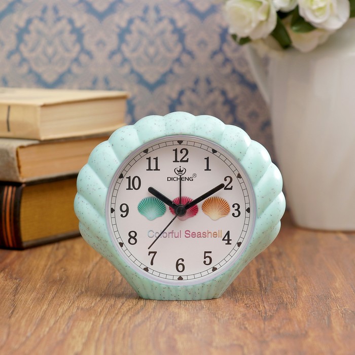 Будильник в виде ракушки, с подсветкой, микс морской тематики, 1 АА, пластик, 4х13х11.5 см