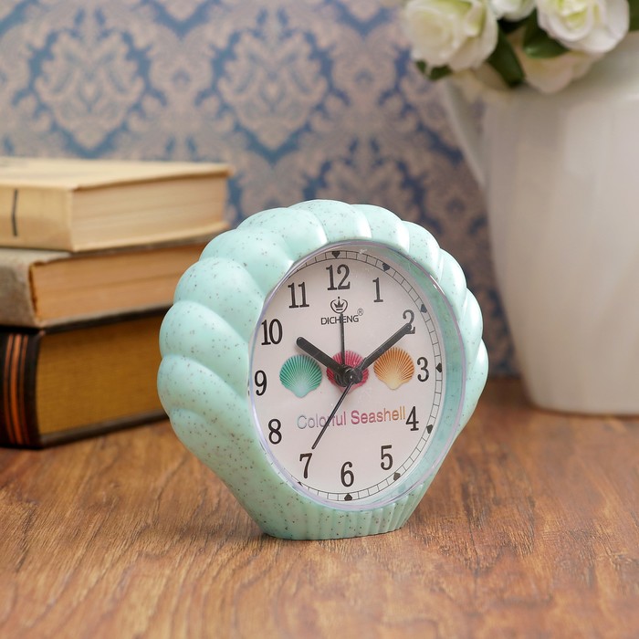 Будильник в виде ракушки, с подсветкой, микс морской тематики, 1 АА, пластик, 4х13х11.5 см