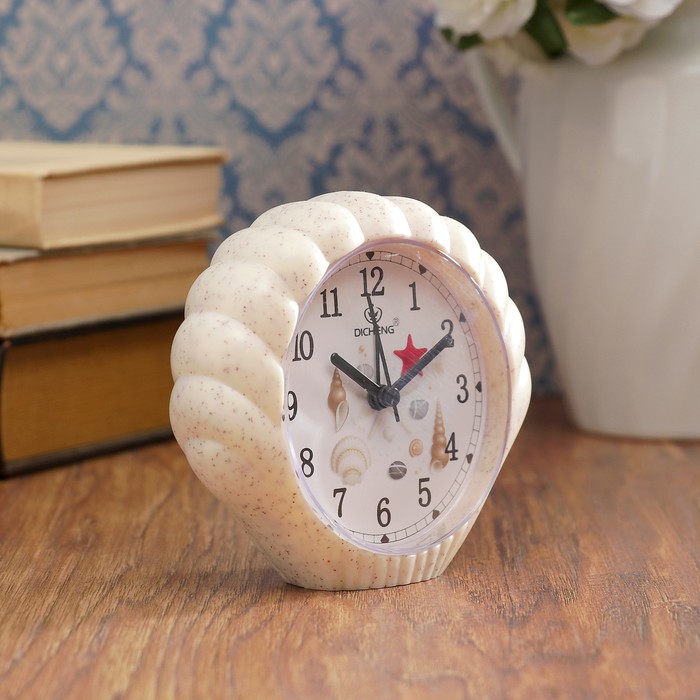 Будильник в виде ракушки, с подсветкой, микс морской тематики, 1 АА, пластик, 4х13х11.5 см