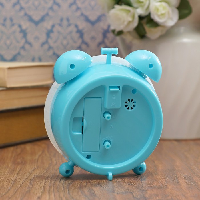 Будильник d=11,5см, секунды, дискретный ход, металл, 1 АА, голубой, 5х12х14 см, микс циферблата