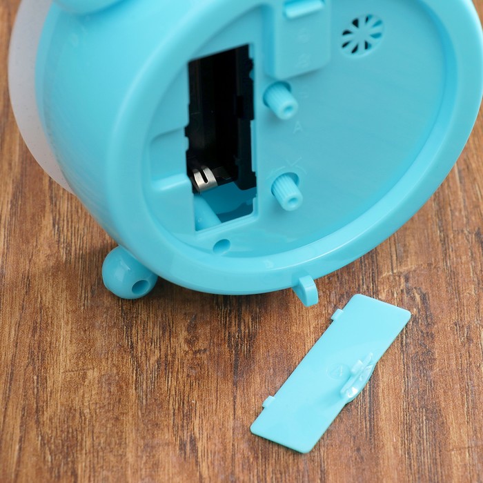 Будильник d=11,5см, секунды, дискретный ход, металл, 1 АА, голубой, 5х12х14 см, микс циферблата