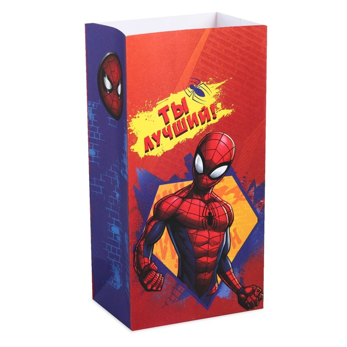 Пакет подарочный без ручек "Ты лучший!", Человек-паук,10 х19.5 х7 см
