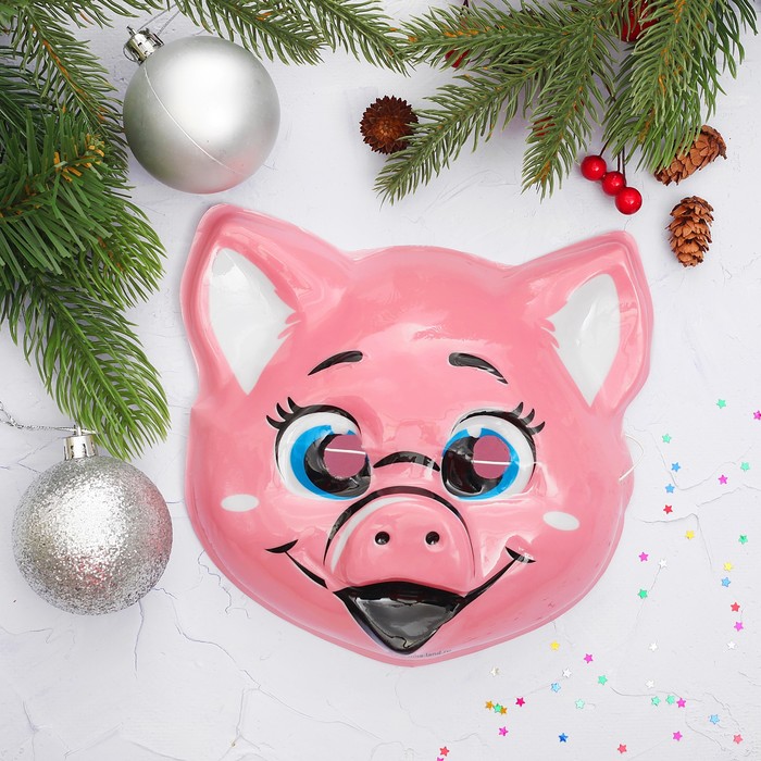 Маска пластиковая на резинке "Хрюня"