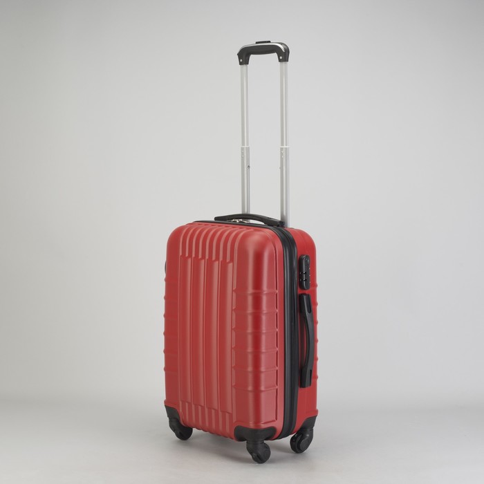 Чемодан малый "Сетка" 20", отдел на молнии, кодовый замок, 4 колеса, цвет красный
