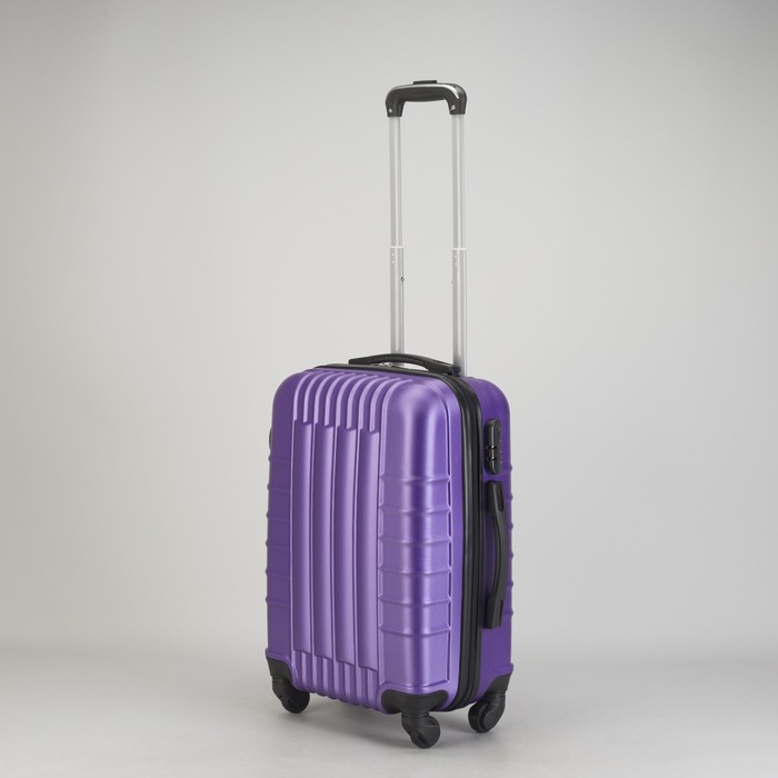 Чемодан малый "Сетка" 20", отдел на молнии, кодовый замок, 4 колеса, цвет фиолетовый