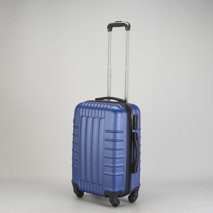 Чемодан малый "Сетка" 20", отдел на молнии, кодовый замок, 4 колеса, цвет синий