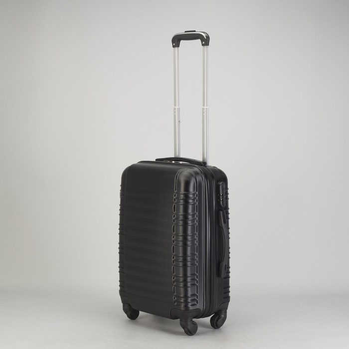 Чемодан малый "Плетение" 20", отдел на молнии, кодовый замок, 4 колеса, цвет чёрный