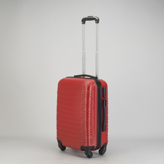 Чемодан малый "Плетение" 20", отдел на молнии, кодовый замок, 4 колеса, цвет красный