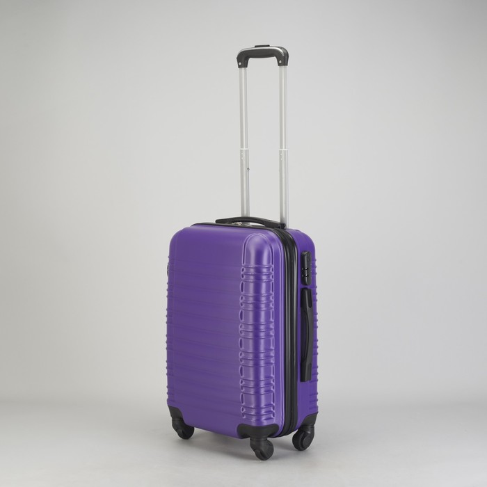 Чемодан малый "Плетение" 20", отдел на молнии, кодовый замок, 4 колеса, цвет фиолетовый