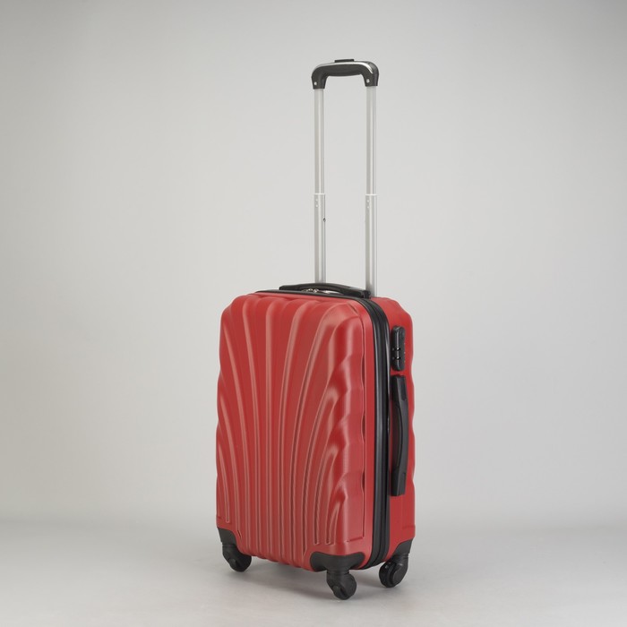 Чемодан малый "Ракушка" 20", отдел на молнии, кодовый замок, 4 колеса, цвет красный