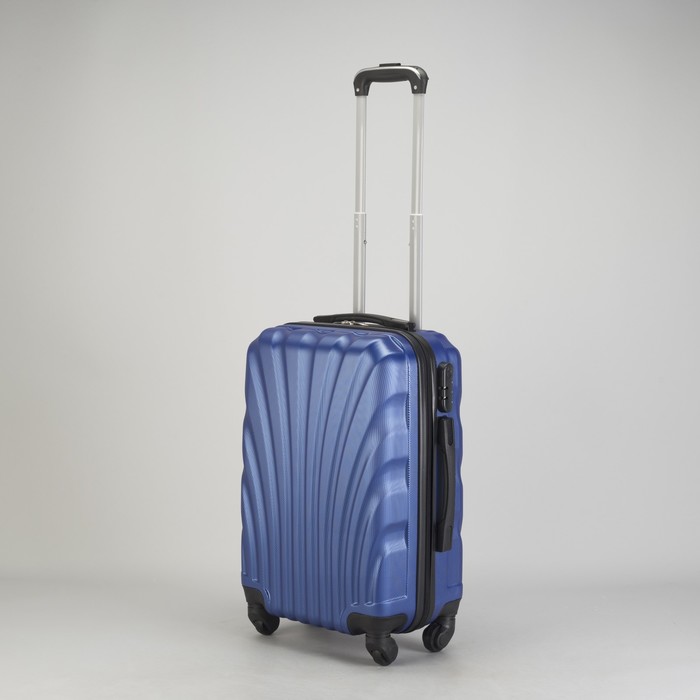 Чемодан малый "Ракушка" 20", отдел на молнии, кодовый замок, 4 колеса, цвет синий