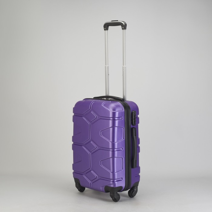 Чемодан малый "Доспехи" 20", отдел на молнии, кодовый замок, 4 колеса, цвет фиолетовый