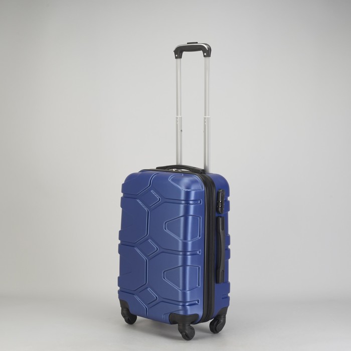 Чемодан малый "Доспехи" 20", отдел на молнии, кодовый замок, 4 колеса, цвет синий