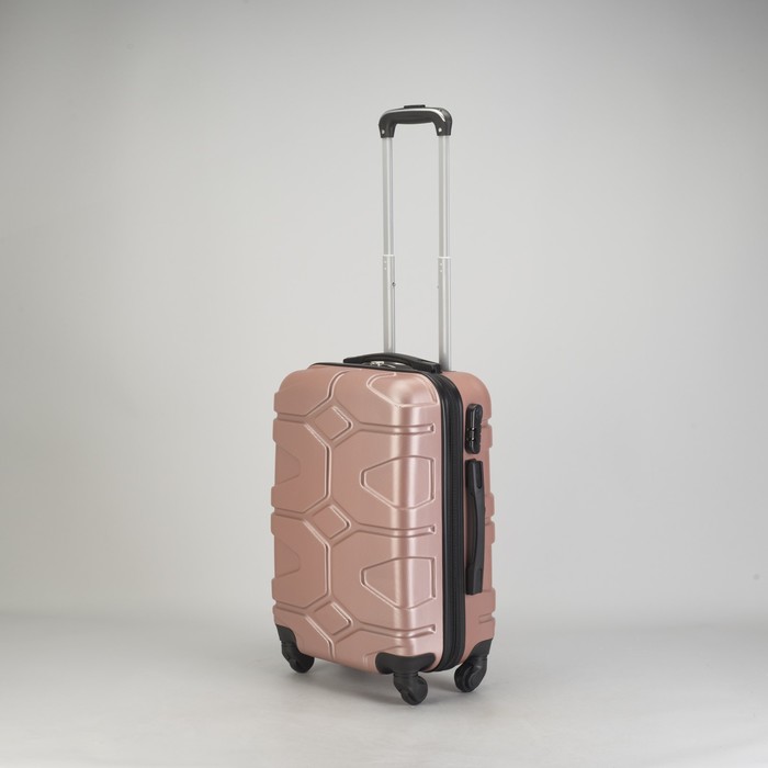 Чемодан малый "Доспехи" 20", отдел на молнии, кодовый замок, 4 колеса, цвет пудровый