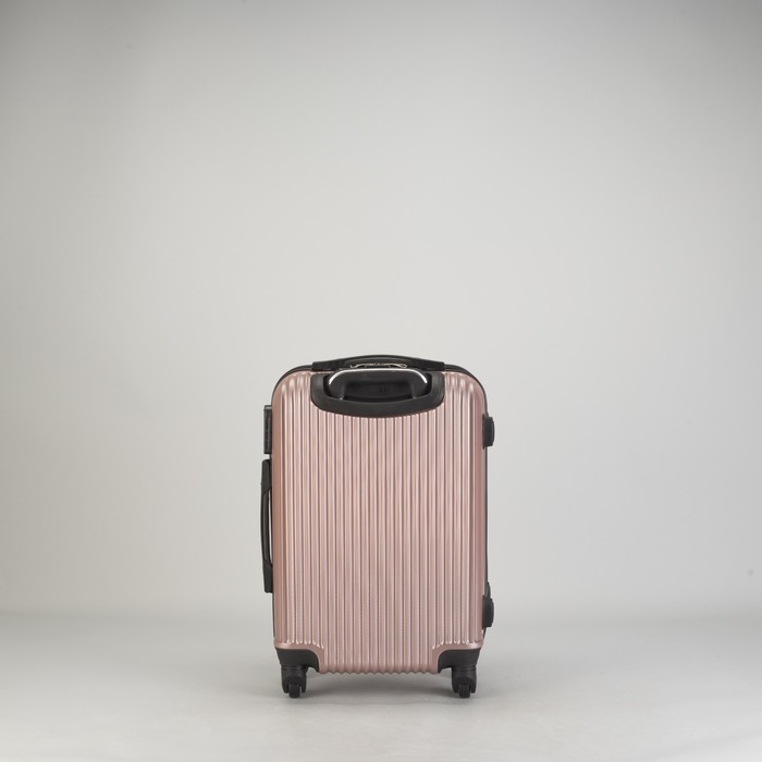 Чемодан малый "Полосы" 20", отдел на молнии, кодовый замок, 4 колеса, цвет пудровый