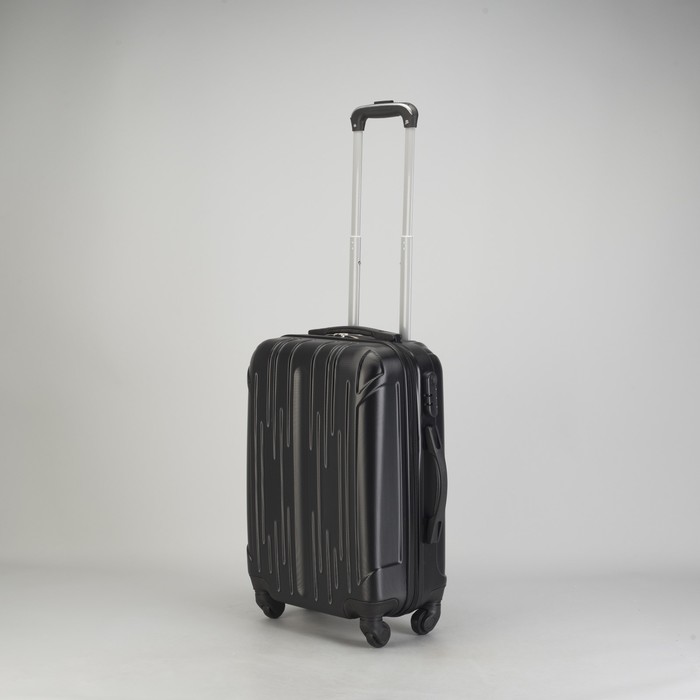 Чемодан малый "Сдвиг" 20", отдел на молнии, кодовый замок, 4 колеса, цвет чёрный