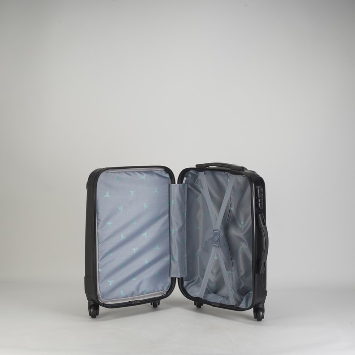 Чемодан малый "Сдвиг" 20", отдел на молнии, кодовый замок, 4 колеса, цвет чёрный