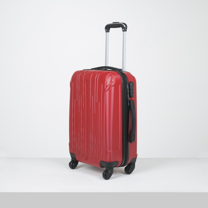 Чемодан малый "Сдвиг" 20", отдел на молнии, кодовый замок, 4 колеса, цвет красный