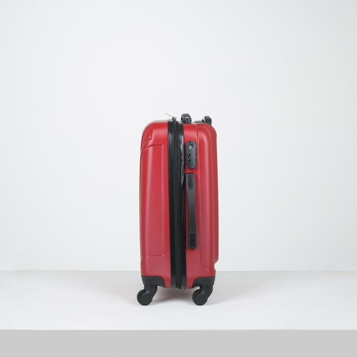 Чемодан малый "Сдвиг" 20", отдел на молнии, кодовый замок, 4 колеса, цвет красный