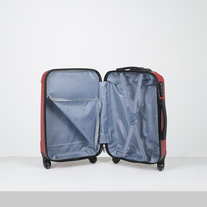 Чемодан малый "Сдвиг" 20", отдел на молнии, кодовый замок, 4 колеса, цвет красный