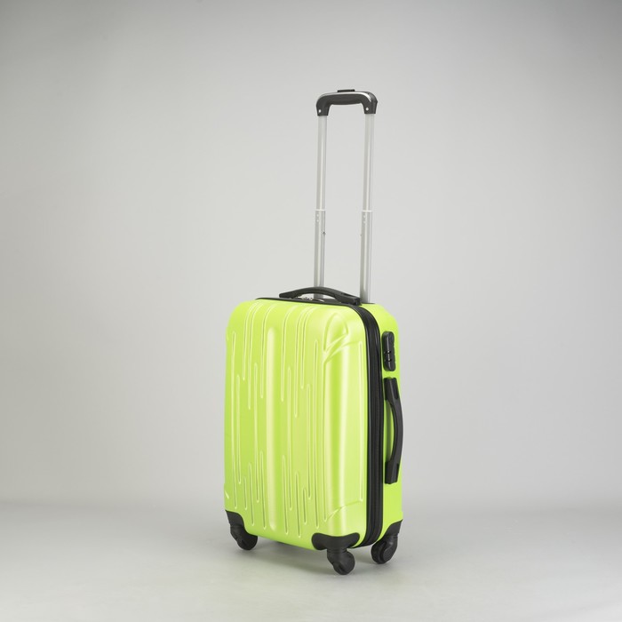 Чемодан малый "Сдвиг" 20", отдел на молнии, кодовый замок, 4 колеса, цвет зелёный