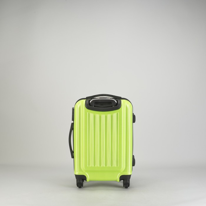 Чемодан малый "Сдвиг" 20", отдел на молнии, кодовый замок, 4 колеса, цвет зелёный