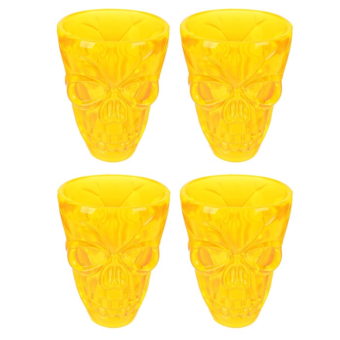 Стопка "Череп" набор 4 штуки,  цвет оранжевый