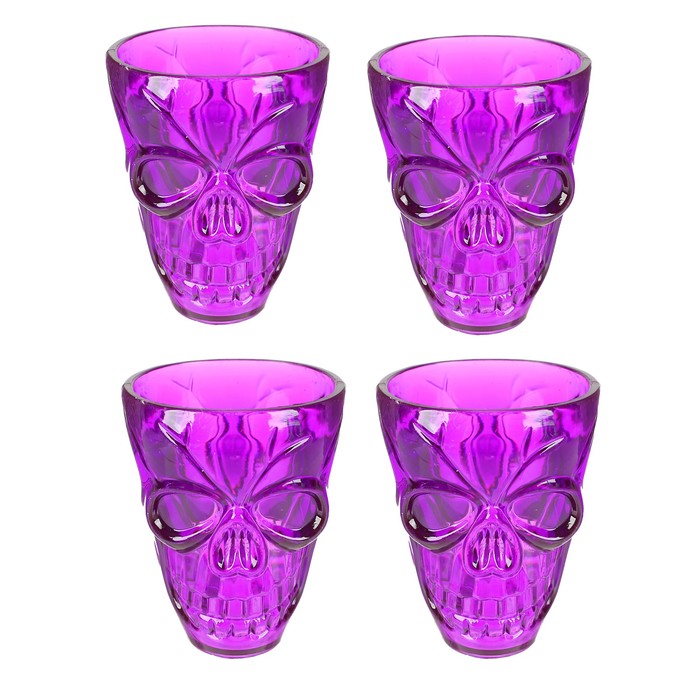 Стопка "Череп" набор 4 штуки, цвет фиолетовый