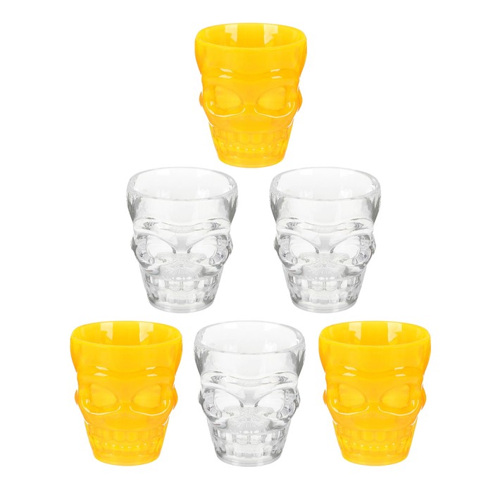 Стопка "Череп" набор 6 штук, цвета МИКС