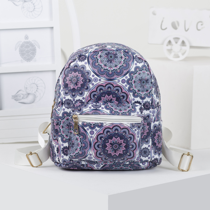 Рюкзак детский "Узоры", отдел на молнии, наружный карман, 2 боковых кармана, цвет сиреневый