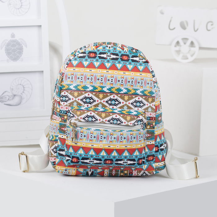 Рюкзак детский "Орнамент", отдел на молнии, наружный карман, 2 боковых кармана, принт цветной
