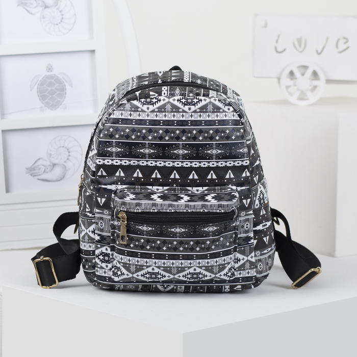 Рюкзак детский "Орнамент", отдел на молнии, наружный карман, 2 боковых кармана, цвет чёрный