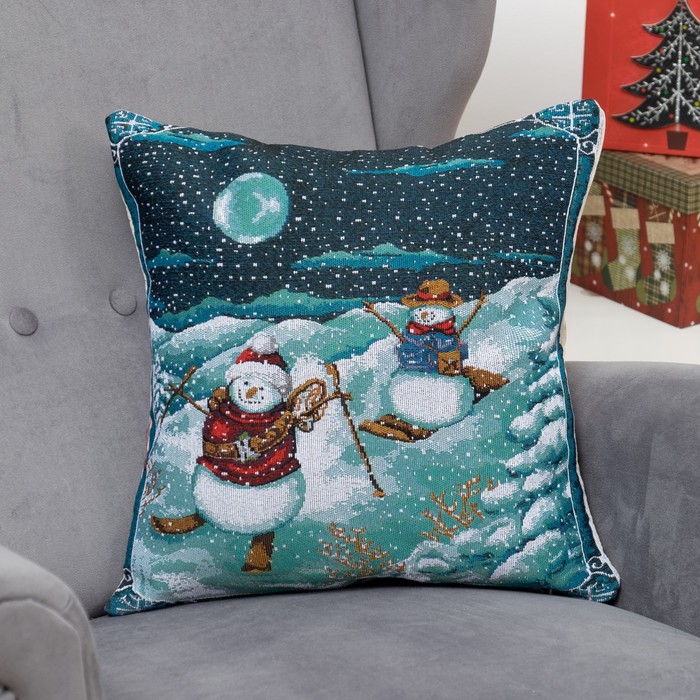 Наволочка декоративная НГ "Рождественские гуляния" 43*43 см, хлопок, п/э, гобелен