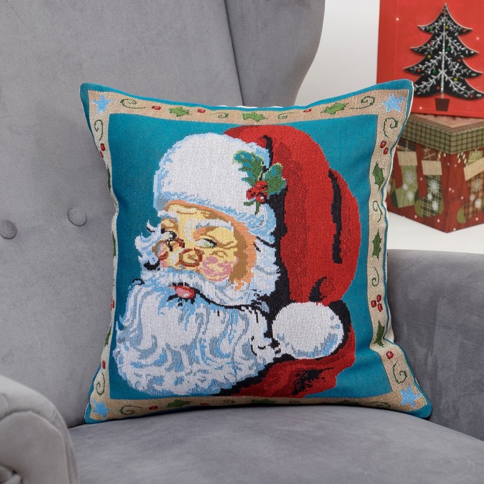 Наволочка декоративная НГ "Дедушка Мороз" 43*43 см, хлопок, п/э, гобелен
