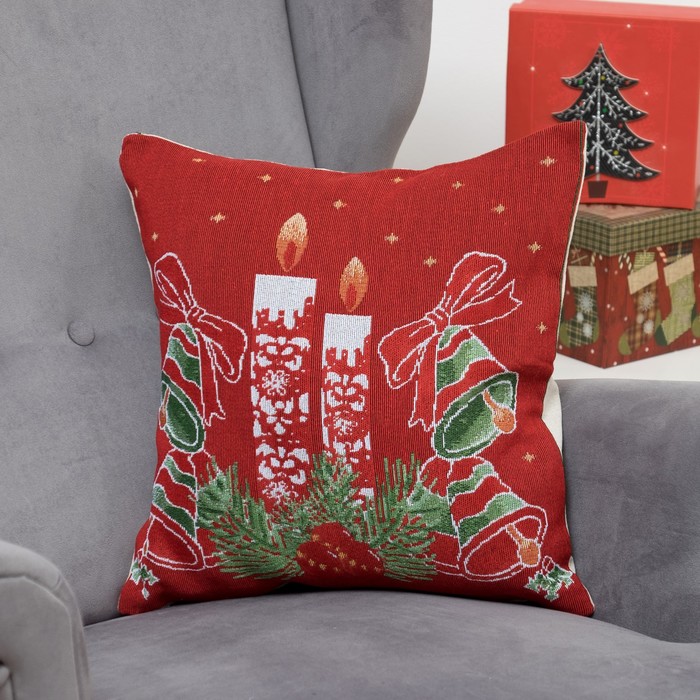 Наволочка декоративная НГ "Рождественский вечер" 43*43 см, хлопок, п/э, гобелен