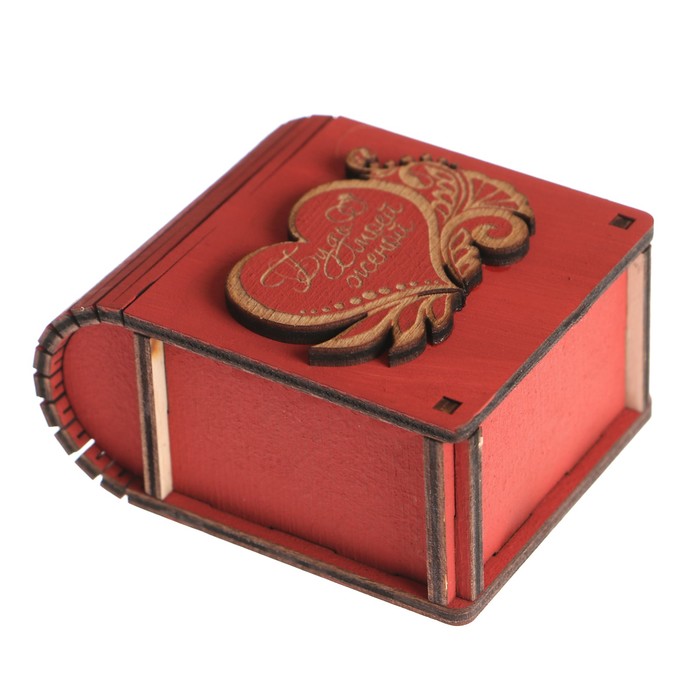 Шкатулка дерево "Будь моей женой 1" красный 7х6х3,5 см