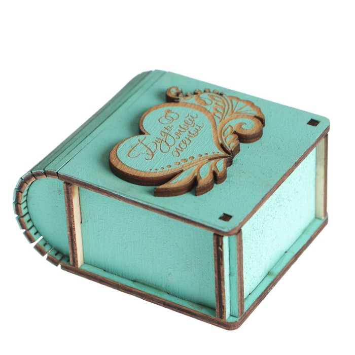 Шкатулка дерево "Будь моей женой 2" бирюзовый 7х6х3,5 см