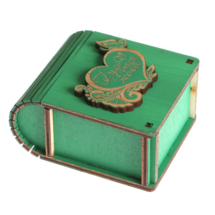 Шкатулка дерево "Будь моей женой 4" зеленый 7х6х3,5 см