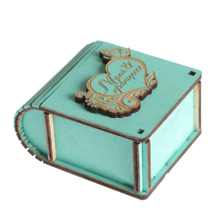 Шкатулка дерево "Моей принцессе 2" бирюзовый 7х6х3,5 см