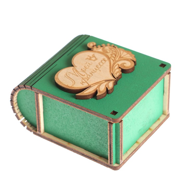 Шкатулка дерево "Моей принцессе 4" зеленый 7х6х3,5 см