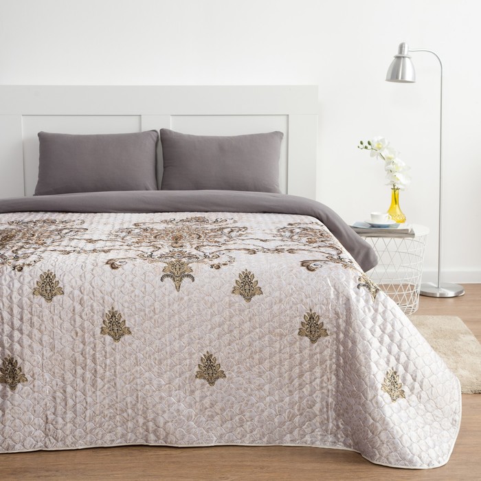 Покрывало "Этель" шёлк 2 сп. Королевский узор 180х220 см, искусственный шёлк 100% п/э