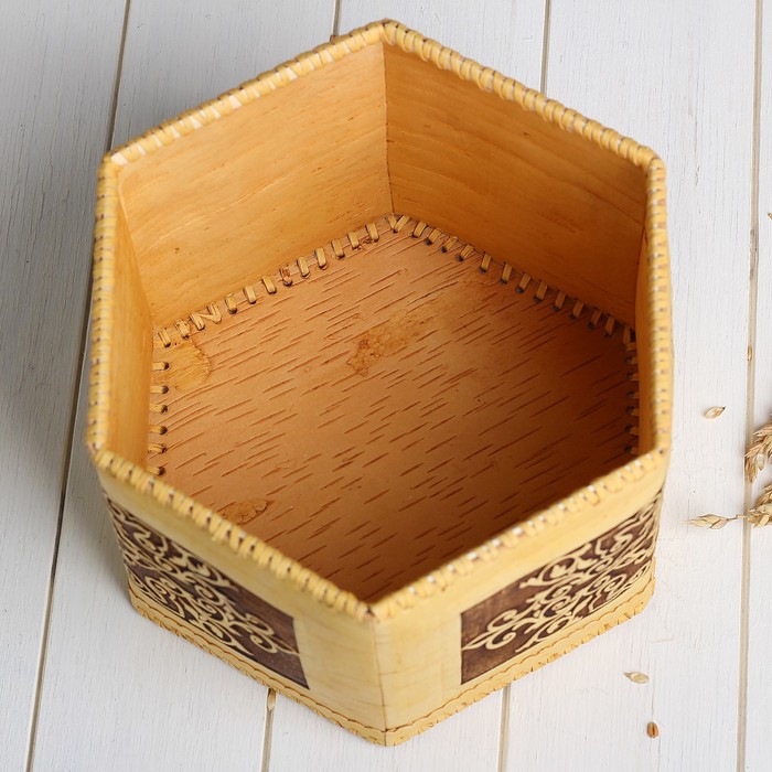 Короб «Цветы», 24×24×17 см, береста