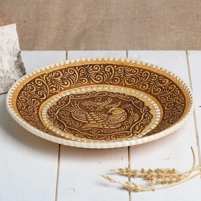 Тарелка «Жар-Птица», 26×26×4 см, береста