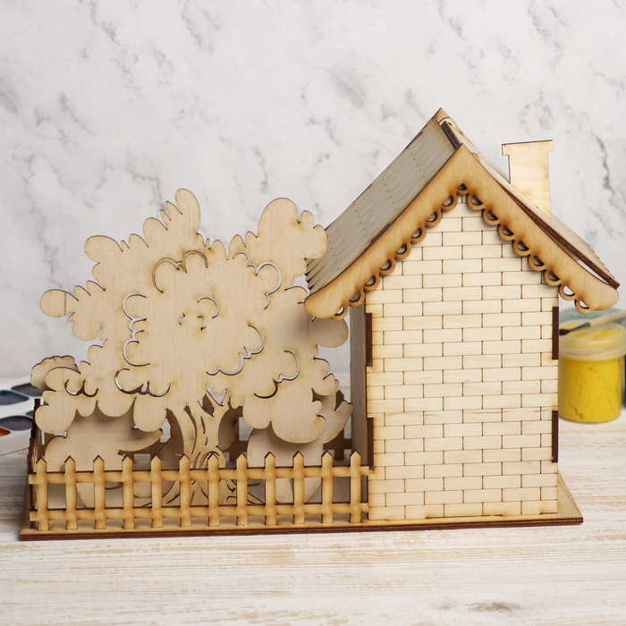 Чайный домик для декора "Три поросёнка" из фанеры 28х19х12 см