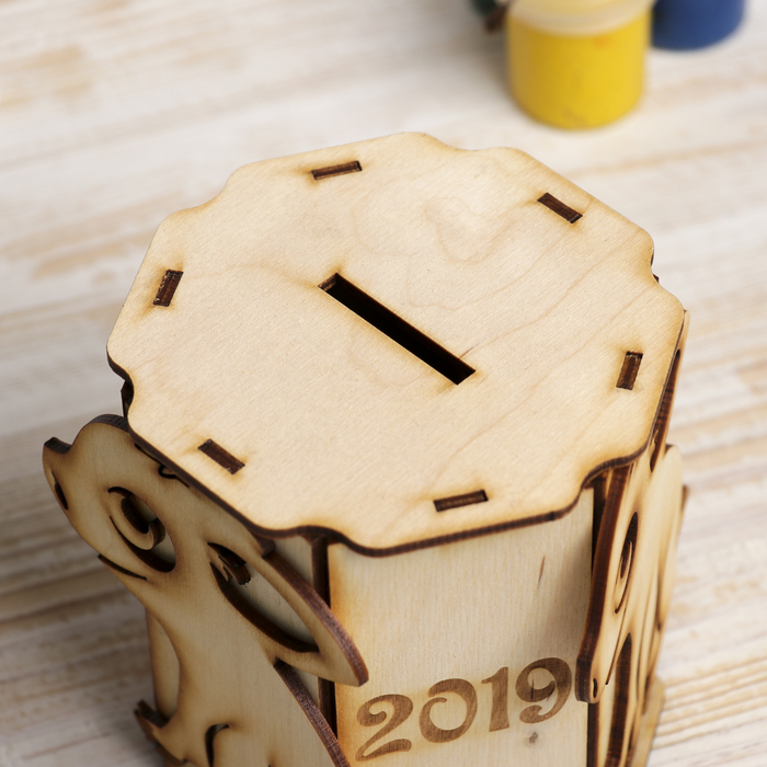 Копилка для декора "Поросёнок - 3" малая из фанеры 11х12,5х11 см