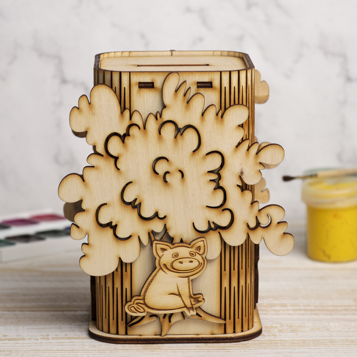 Копилка для декора "Поросята" из фанеры 12х15х10 см