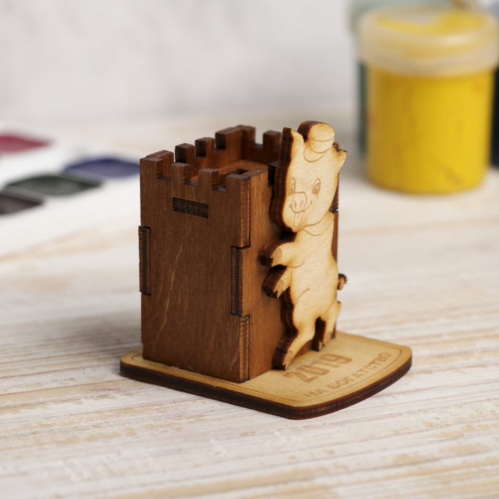 Держатель для зубочисток для декора "Наф-Наф" из фанеры 5х5,5х6 см