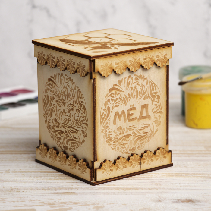 Коробка для декора "Сладкие мнгновения" малая из фанеры 9х11х9 см