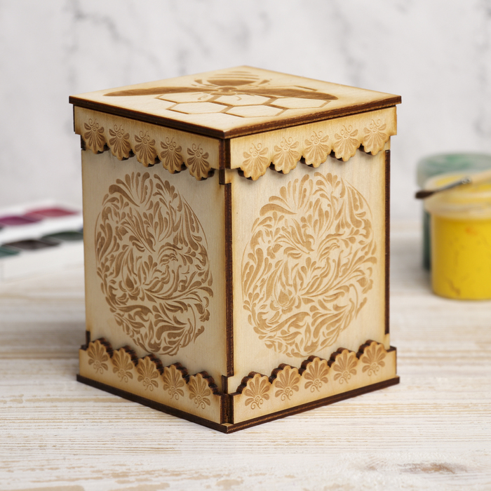 Коробка для декора "Сладкие мнгновения" малая из фанеры 9х11х9 см