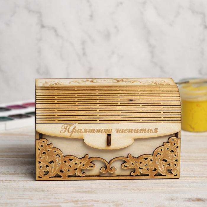 Сундук для декора "Приятного чаепития" из фанеры 14х9х11 см